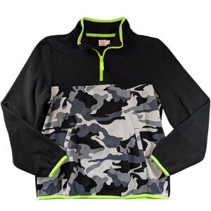 Wonder Nation Youth Fleece 1/4 Quarter Zip Pullover Black Camo‎ 14-16 XL Unisex